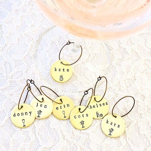 Bachelorette Party Favors | Personalized Wine Glass Charms | Custom Wine Glass Tags | Winery Bridal Shower Favors | Wine Theme Wedding Gift