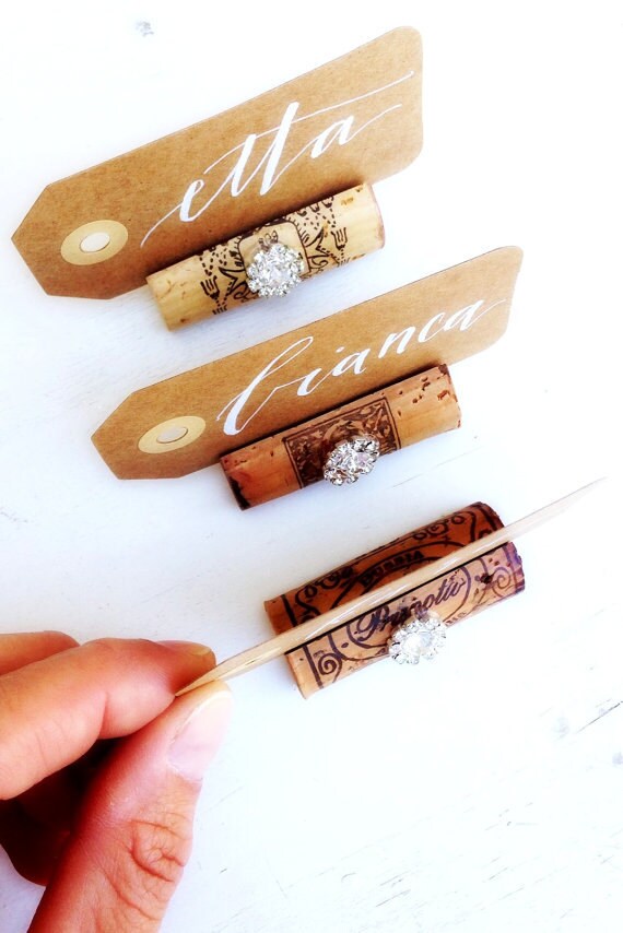 Wine Cork Place Card Holder Wedding Place Card Holders Bling Etsy