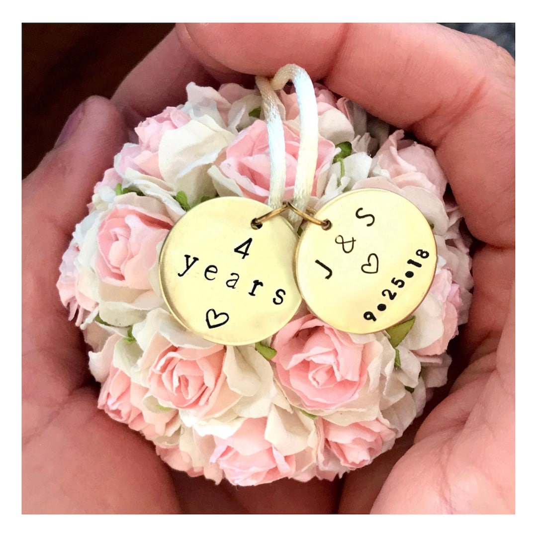 4 Year Wedding Anniversary Gift Personalized Flower Wedding Ornament