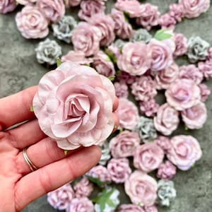 Paper Flower Craft Kit for DIY Wedding Decorations 120 Lavender, Lilac, Light Gray Paper Flowers DIY Place Cards, Wedding Signs, Favors image 1