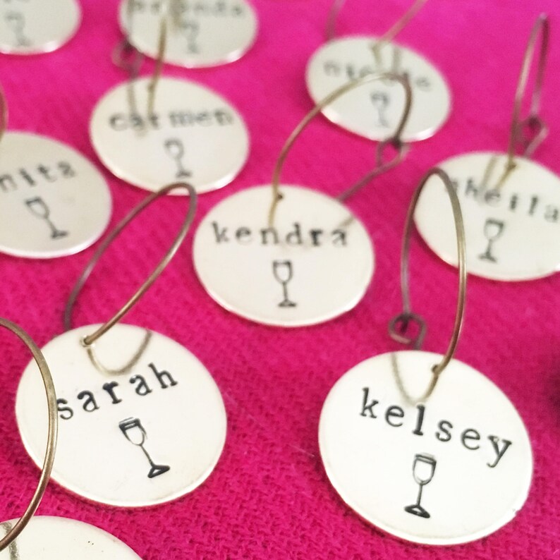 Personalized Wine Glass Charms Classy Bachelorette Party Etsy