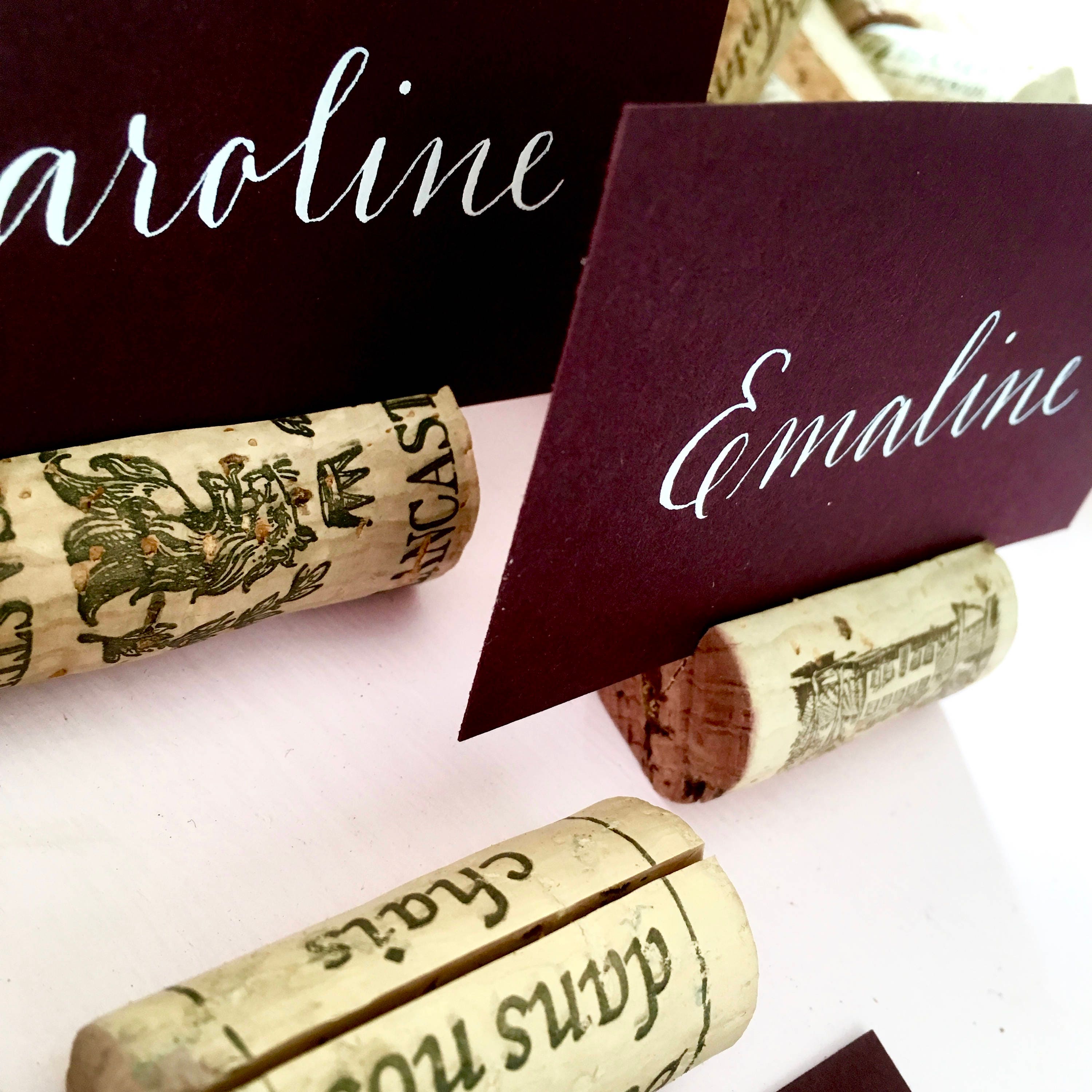 Vintage Wine Cork Place Card Holder Wine Theme Wedding Name Etsy