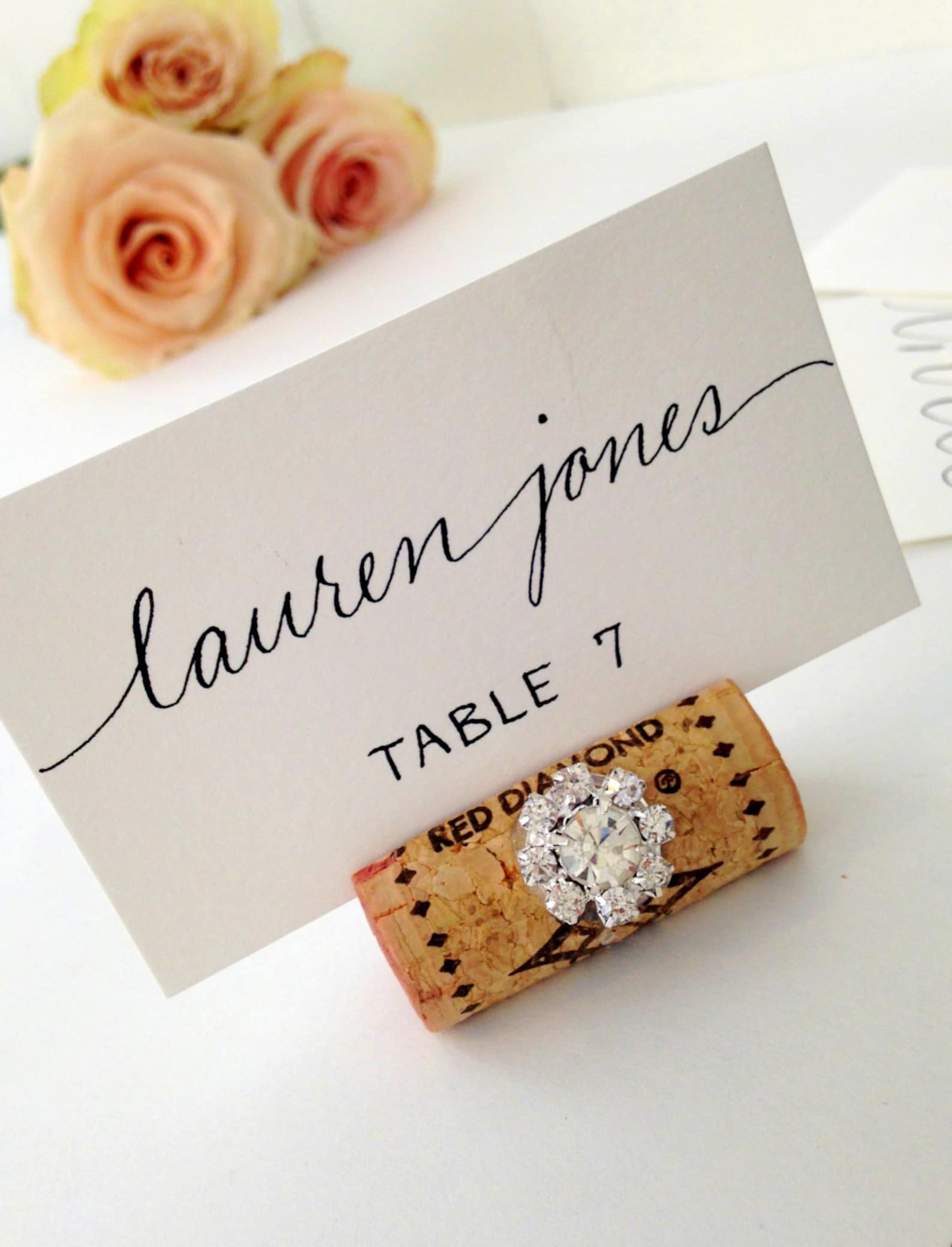 Wine Cork Place Card Holder Wedding Place Card Holders Bling Etsy