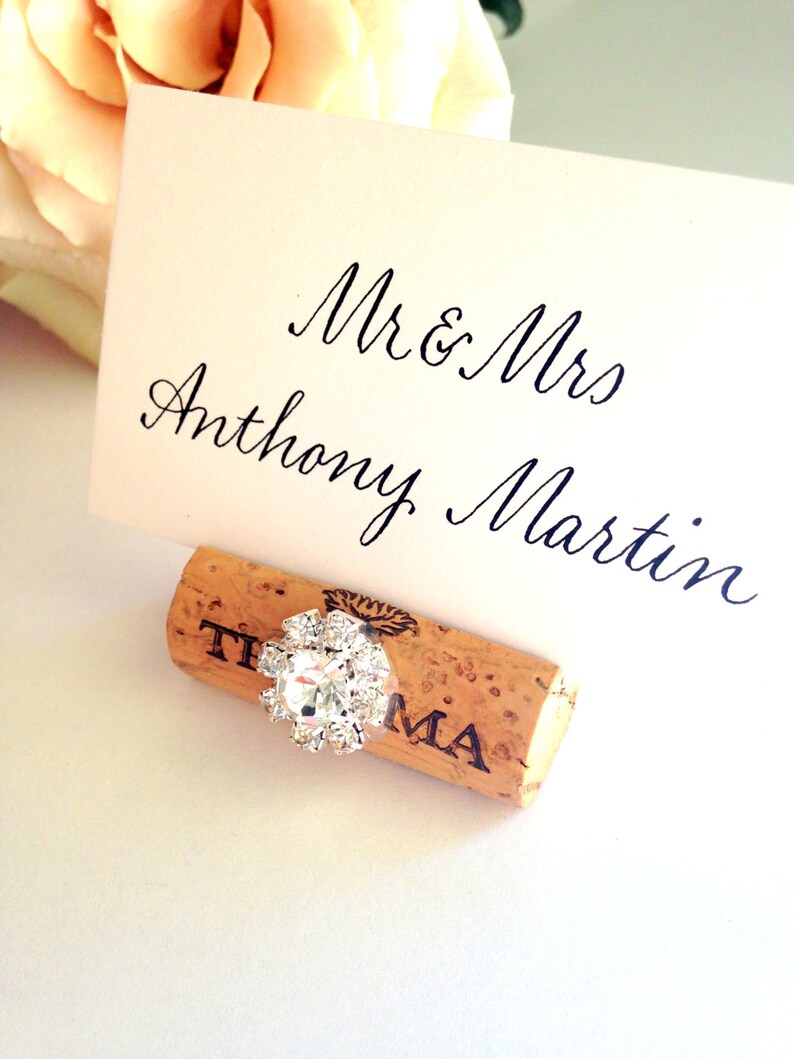 Wine Cork Place Card Holder Wedding Place Card Holders Bling Etsy
