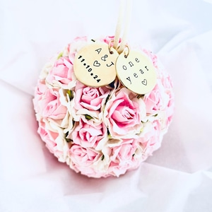 One Year Paper Anniversary Gift, Personalized Flower Ball Wedding Christmas Ornament, First Anniversary Ornament, Anniversary Gift for Wife image 19