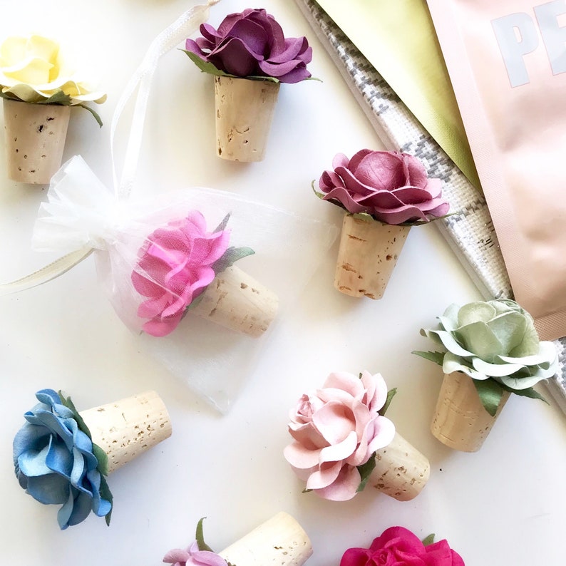 Wine Bottle Stoppers Blush Wedding Favors Bridal Shower Etsy