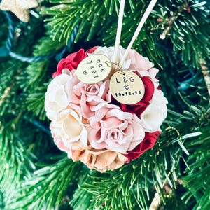 One Year Paper Anniversary Gift, Personalized Flower Ball Wedding Christmas Ornament, First Anniversary Ornament, Anniversary Gift for Wife image 20