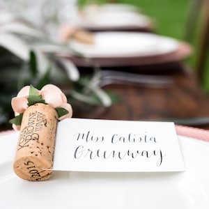 Wine Cork Place Card Holder. Winery Wedding Decor. Seating Cards. Name Card Holder. Wine Tasting Party. Bridal Shower. Winery Bachelorette. image 10