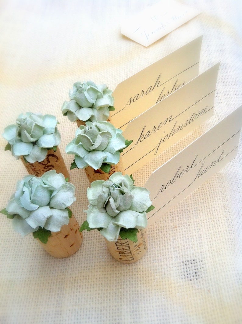 Succulent Name Card Holder Wedding Wine Themed Bridal Shower Image 0