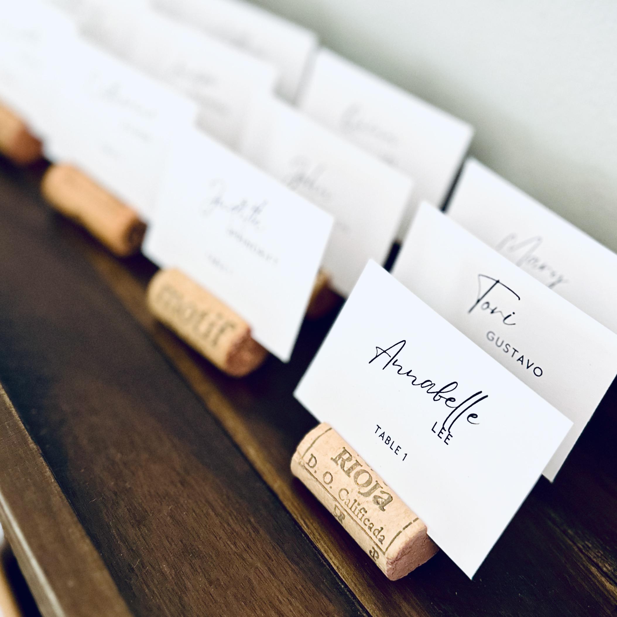Upcycled Wine Cork Place Card Holders With Printed Guest Names: Wine ...