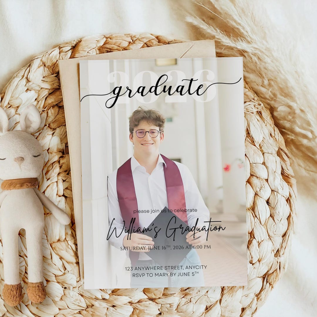 Graduation Invite Layout Graduation Invitation Template, Senior Photo Announcement, Class of ...