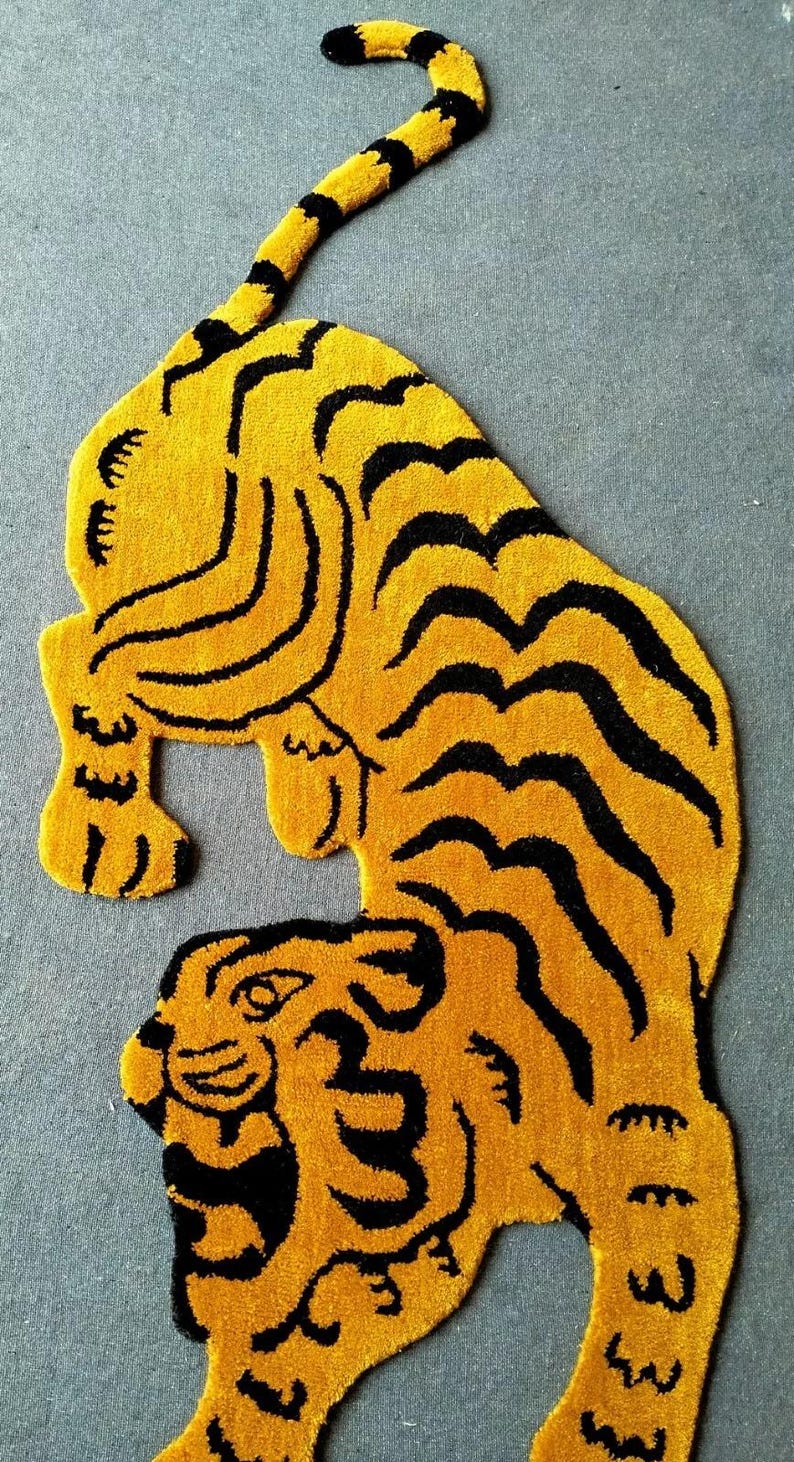 Tiger Shape Rug Handmade Tibetan Tiger Rug: Vintage Home Decor Rugs, Irregular Kids ...
