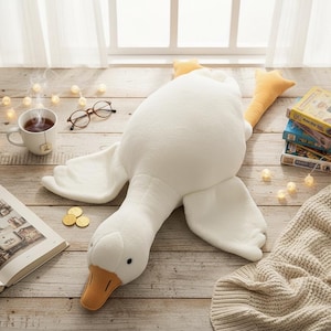 Peluche géante canard/oie – décoration de chambre, copain câlin douillet