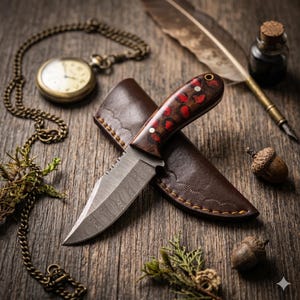 Classical-Scientific 8" Damascus Geological Plate | Ruby-Walnut 2026 Premier Boutique Gallery Art