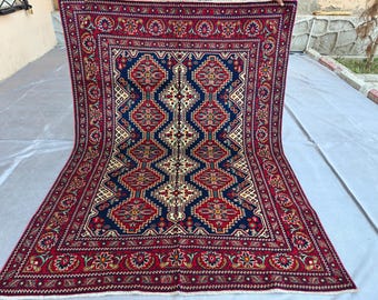 6.10 X 5 Ft Traditioneller Afghanischer Handgeknüpfter Wollteppich - Geometrischer Orientteppich