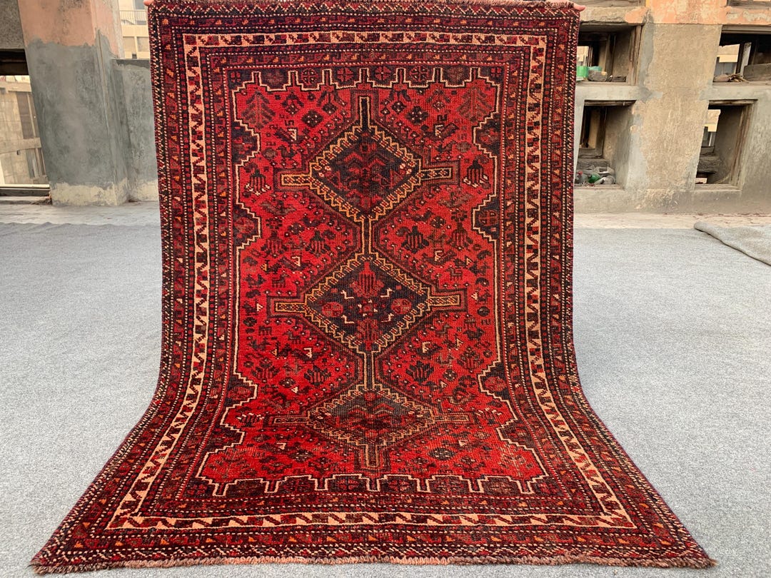4x5 Ft Vintage Caucasian Design Rug, Hand-knotted Wool Rug, Oriental ...