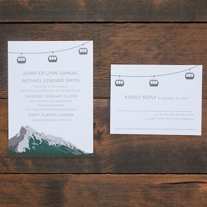 Banff Mountain Gondola Wedding Invite Card Invitation Adventure Alberta Canadian Rockies