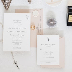 Modern Elegant Wedding Invitation suite with subtle floral detail