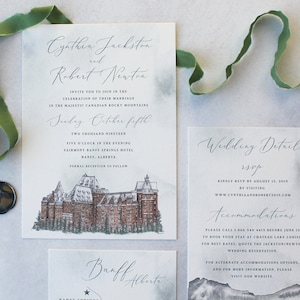Banff Springs Wedding Invitation Suite Design Watercolor Alberta
