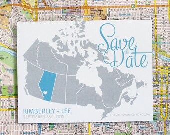 Map of Canada Save the Date (Choose your colours and Province) - Sample