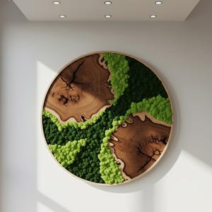 Natural Preserved Moss Wall Art Design | Handmade Wood Frame | Impressive Home Decor | Gift Home Decor | Gift Business Decor