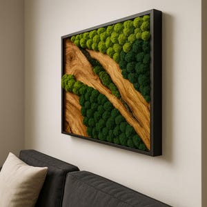Special Preserved Moss Wall Art | Handmade Wood Frame | Impressive Moss Design | Gift Home Wall Decor | Gift Business Wall Decor