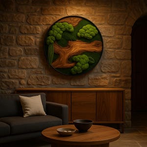 Perfect Preserved Moss Wall Art | Natural Wood Art | Gift Modern Home Decor | Impressive Home Decor | Gift Home Decor | Gift Business Decor
