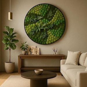 Custom Preserved Moss Wall Art | Handmade Rounded Frame | Modern Decor | Home Gift | Gift Home Decor | Gift Business Decor | Moss Wall Decor