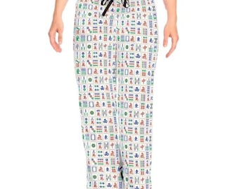 Mahjong Women’s Pajama Pants | Mah Jongg Tile Print Sleepwear | Game Night Lounge Pants | Cozy Birthday Gift for Her