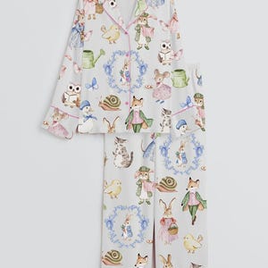 Storybook Animal Pajama Set – Cute Button-Up Women’s Sleepwear, Whimsical Cottagecore Lounge Pajamas image 1