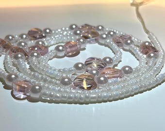 Pearls and Glass Hearts Waist Beads