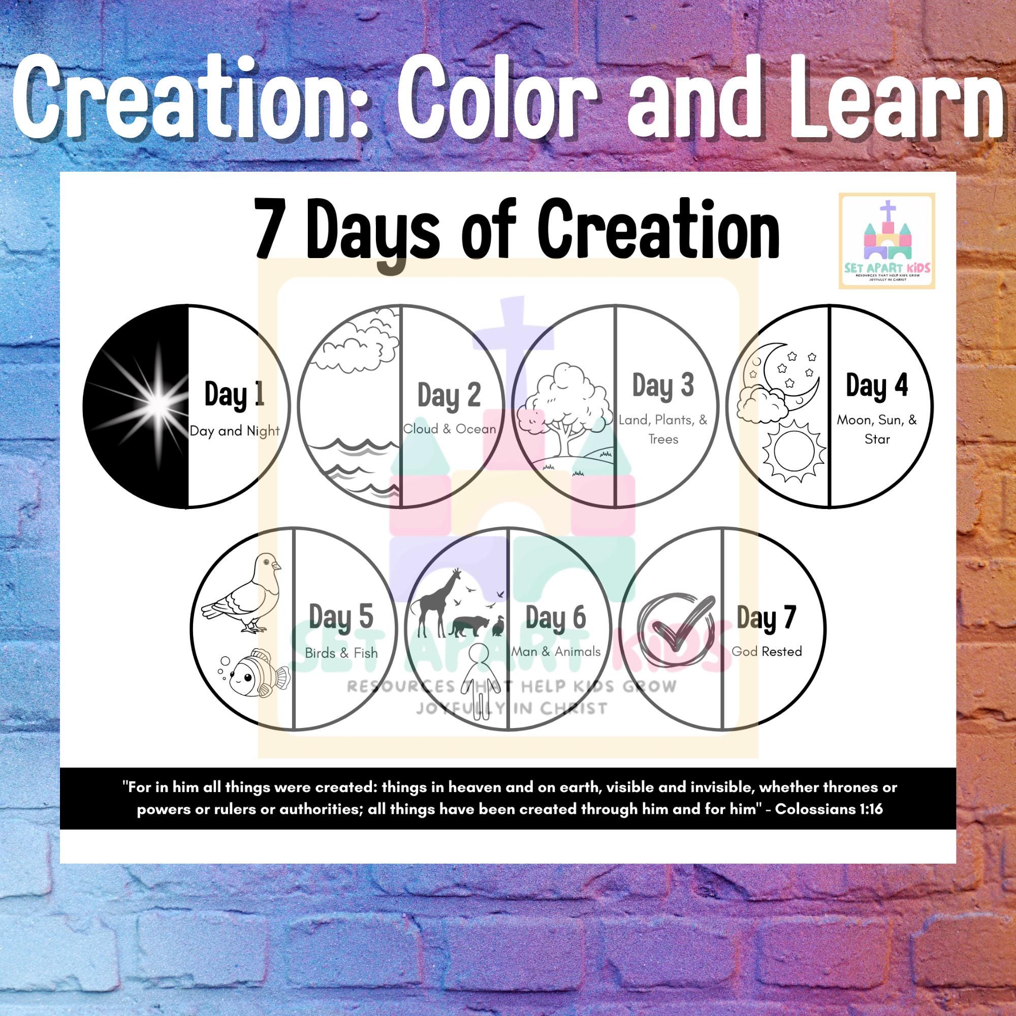 Seven Days of Creation Craft for Kids | Bible Coloring Activity ...