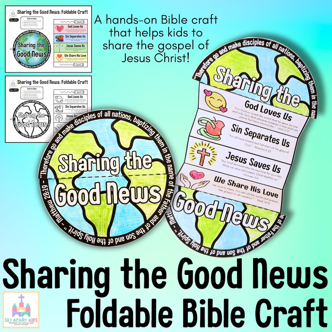 Sharing the Good News Foldable Craft | Great Commission Bible Activity ...