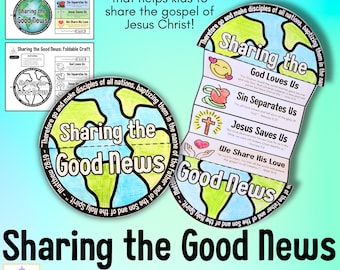 Partager la bonne nouvelle Artisanat pliable | Grande activité biblique pour les enfants | École du dimanche | Evangile | Matthieu 28:19