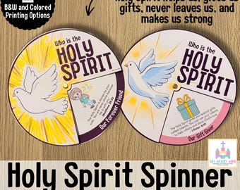Manualidad bíblica del Espíritu Santo para niños: Spinner / Actividad cristiana práctica para niños • Trinity