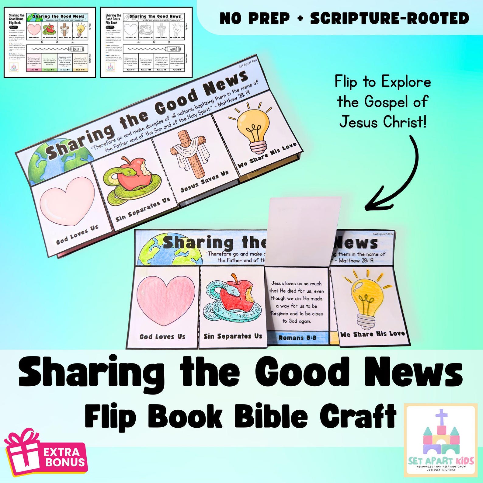Sharing the Good News Flip Book Craft | Great Commission Bible Activity ...