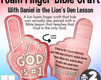 Manualidad bíblica con dedos de espuma: Dios es el número uno / Lección de la escuela dominical de Daniel Lions Den - Imprimible de la escuela dominical de primavera y verano