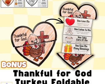 Thanksgiving Bible Craft for Kids | Thankful for God Turkey Foldable | Fall Bible Activity | Sunday School Lesson | Christian Kid Activities