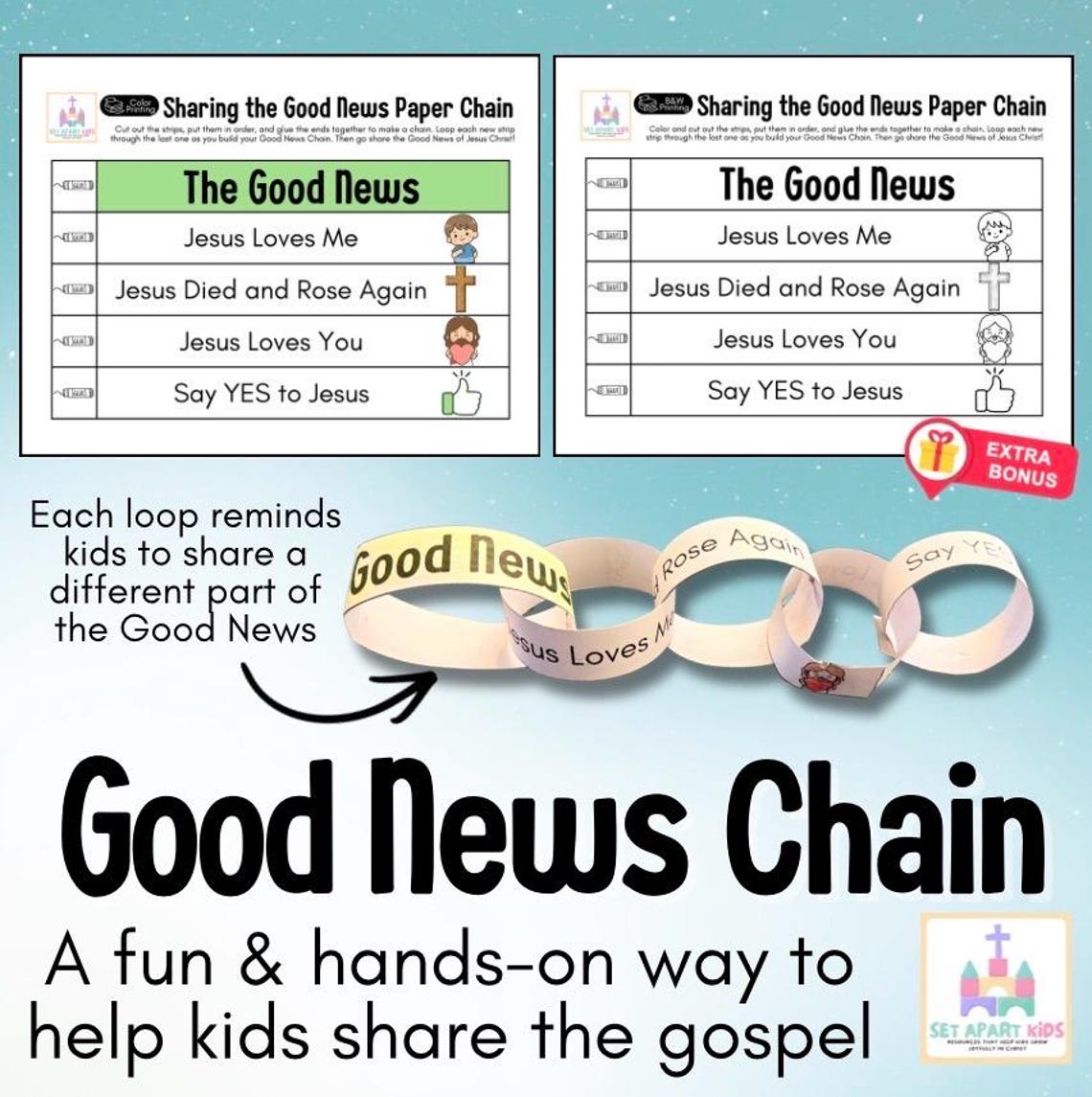 Sharing the Gospel Bible Craft | Good News Chain Sunday School ...