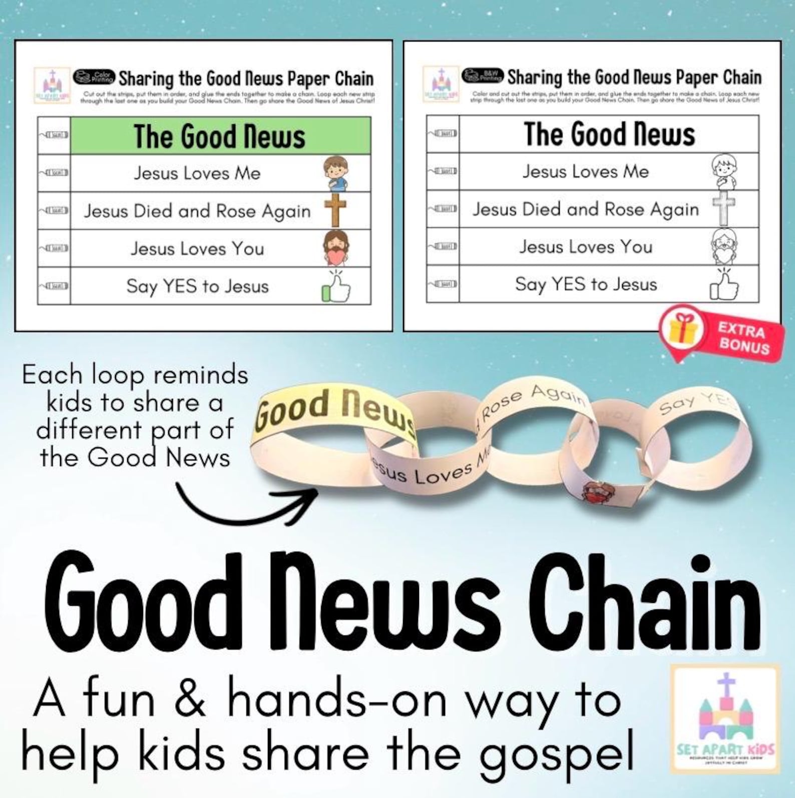 Sharing the Gospel Bible Craft | Good News Chain Sunday School ...