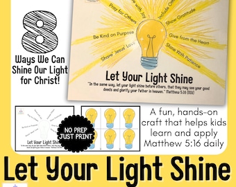 Let Your Light Shine Bible Craft | Matthew 5:16 Lesson and Activity- Living in Faith Christian Kids