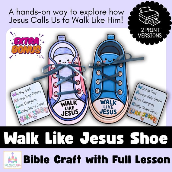 Walk Like Jesus Craft for Kids | Sunday School Bible Activity | Christian Craft – Worship Help Love Share | Faith-Based Printable