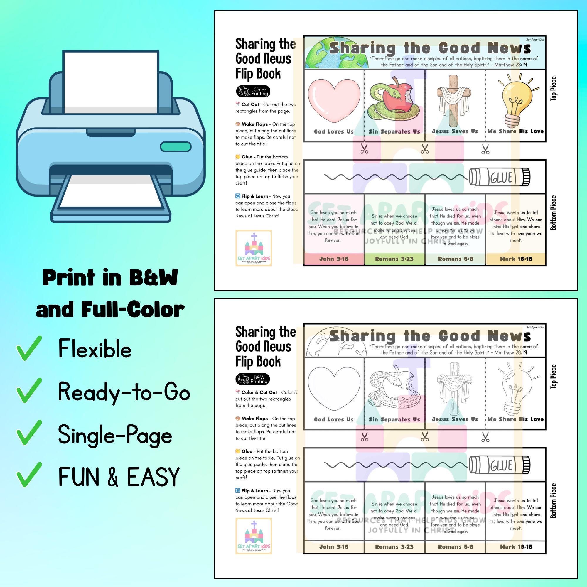 Sharing the Good News Flip Book Craft | Great Commission Bible Activity ...
