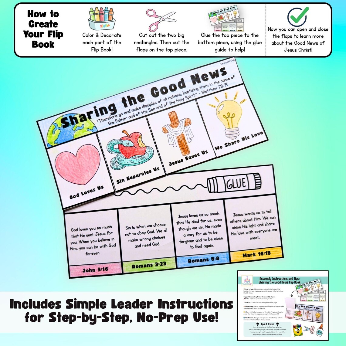 Sharing the Good News Flip Book Craft | Great Commission Bible Activity ...