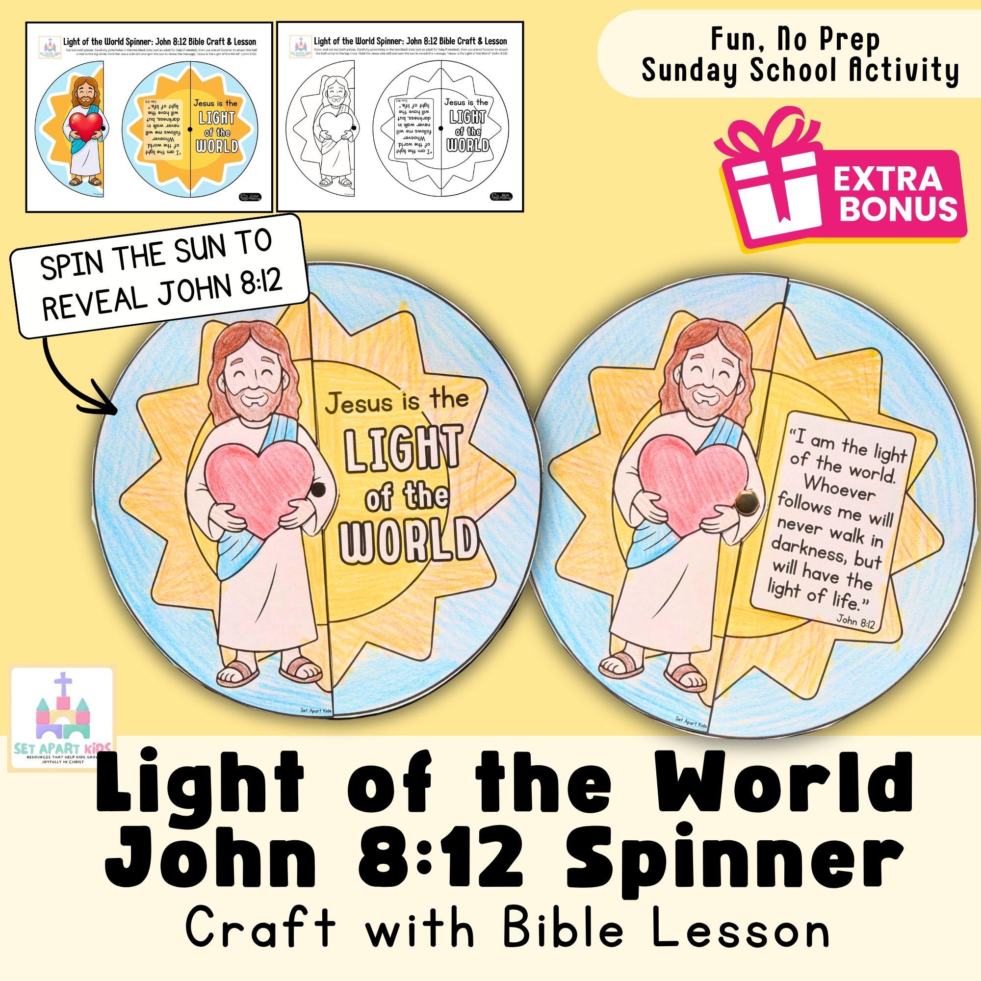 37 Bright & Fun Sun Crafts for Kids 11 Light of the World Craft for Kids John 8:12 Sun Spinner Bible…