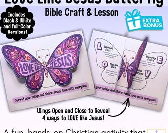 Love Like Jesus Spring Butterfly Craft | Spring Christian Activity for Kids | Sunday School Bible Printable