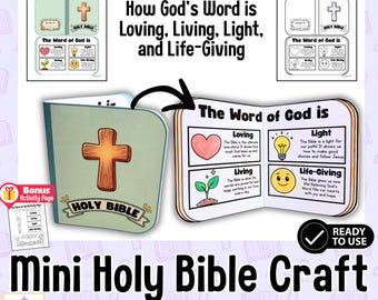 Manualidad de la Santa Biblia para niños para la escuela dominical / Manualidades para el ministerio infantil preescolar / Descarga digital de la Palabra de Dios