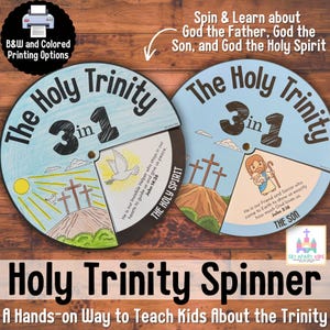 Holy Trinity Spinner Bible Craft for Kids – Christian Sunday School Activity | Father Son & Holy Spirit Printable