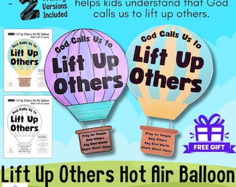 Manualidad de globo aerostático para animar a los demás / Manualidad cristiana de primavera y verano para niños / Actividad bíblica de aliento / Imprimible para la escuela dominical