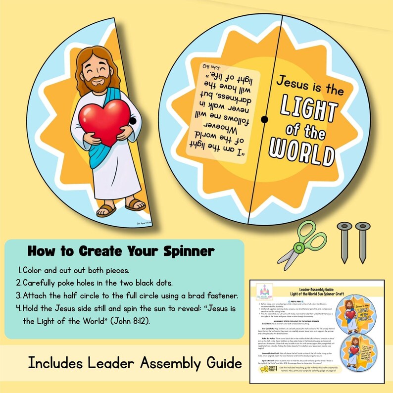 Light of the World Craft for Kids | John 8:12 Sun Spinner Bible ...